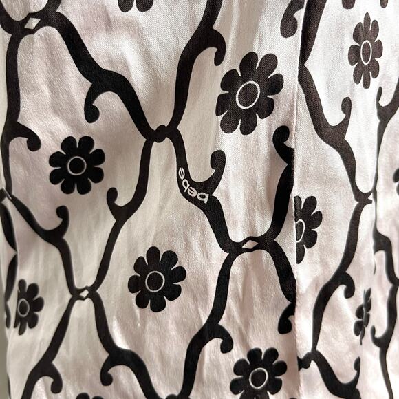 Bebe Vintage silk coquette short sleeve pink puffed top logo/floral print size M - Picture 5 of 7